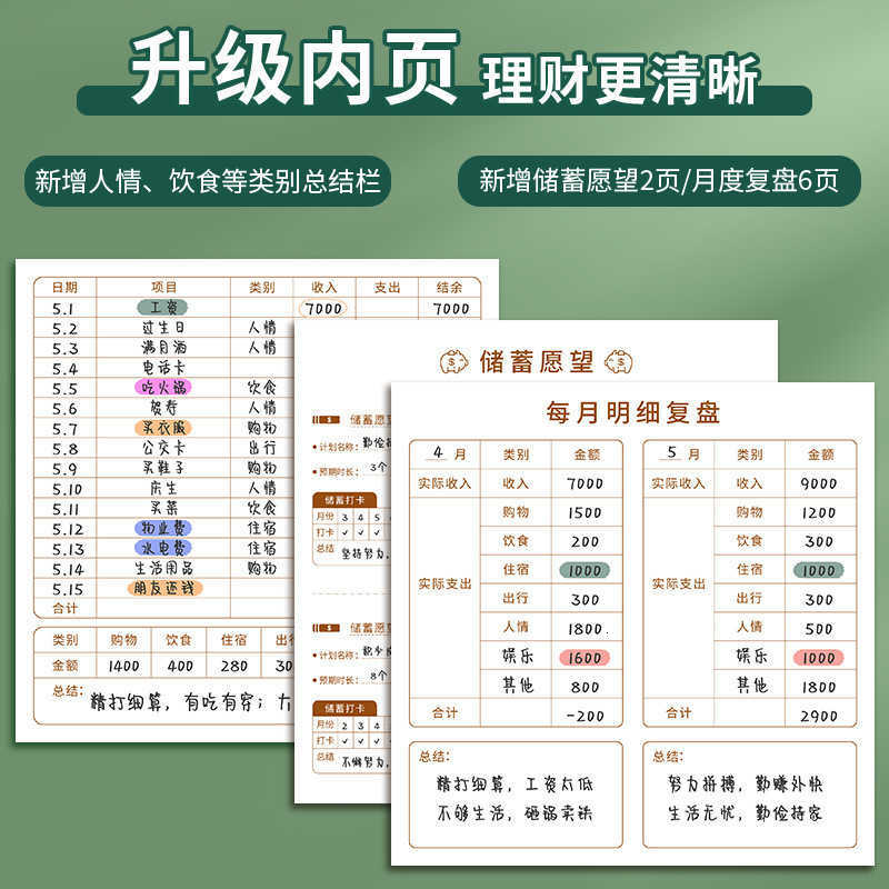 Sub-Expense Accounting Book Hand Account Life Notebook Income and Expenditure Family Financial Management Cash Diary Book Daily Detailed Account S2602