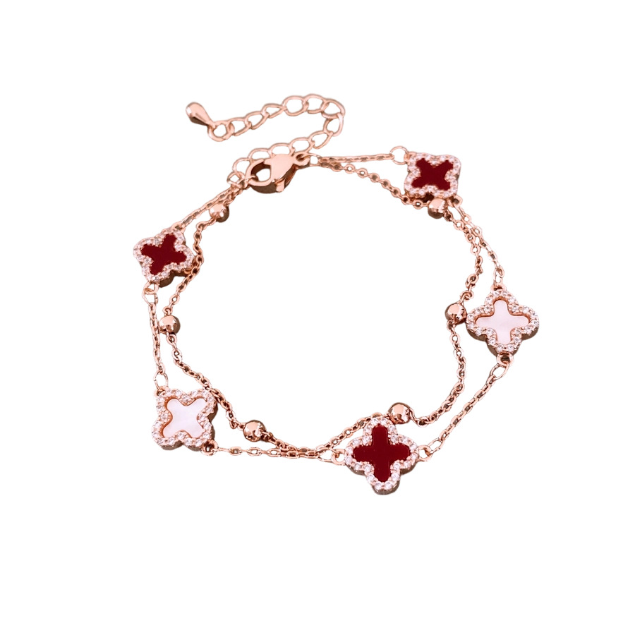 Super Shiny Zircon Mother-of-Pearl Flower Double-Layer Bracelet, Luxurious Sophisticated, Exquisite Design, Unique and Versatile Jewelry - view 9