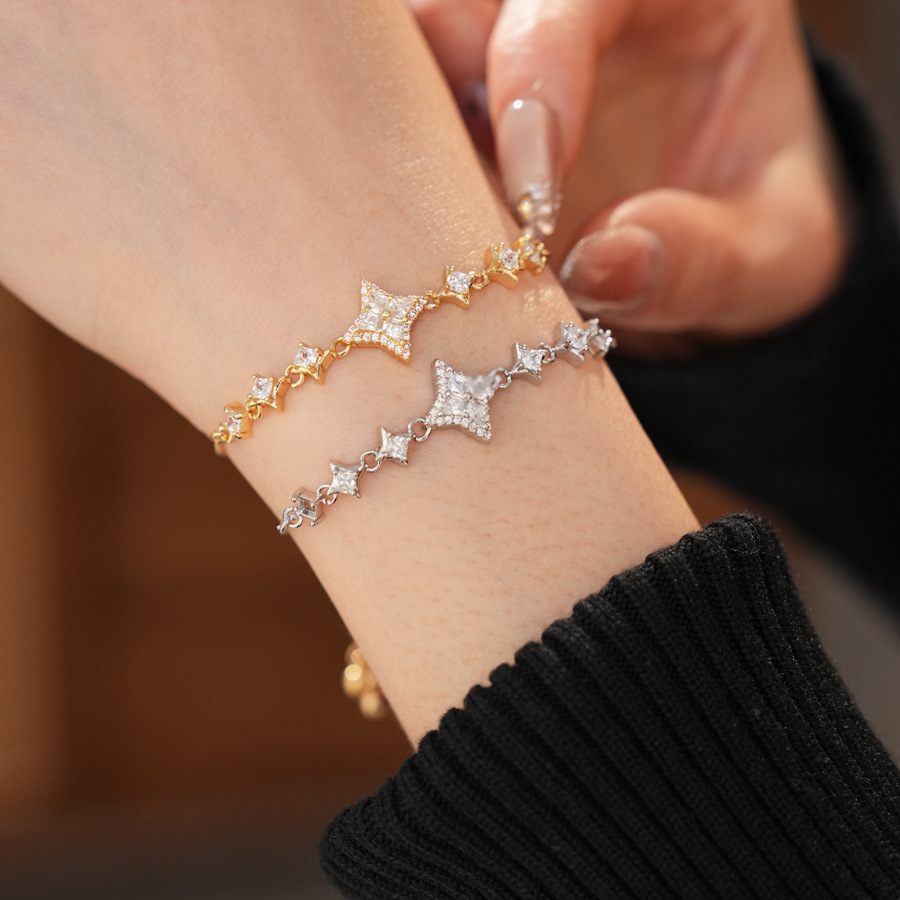 Unique fashion personality star-shaped full-zircon bracelet, exquisite and versatile, niche style with a high-end feel, jewelry manufacturer - view 3