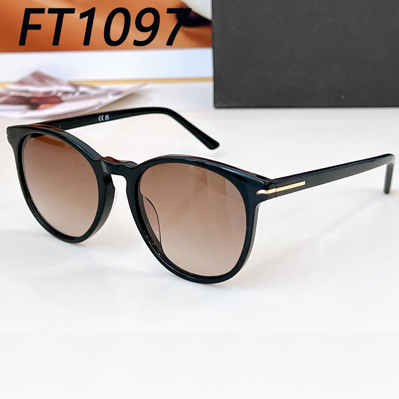 FT1097 Circular Designer Fashion Women Sunglasses Luxury mens Outdoor Leisure Glasses Acetate Frame Legs T Logo Design Leisure Camping Mountaineering Style UV400