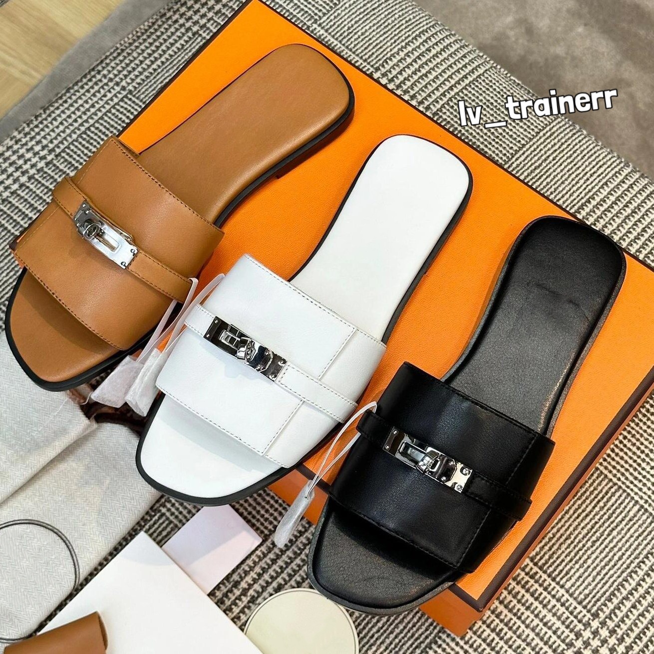 Designer Womens sandals Giulia sandals Leather slippers Kelly sandals Metal Buckle Classic Sliders sandals Slides slippers H sandals Summer Beach sandals 35-42
