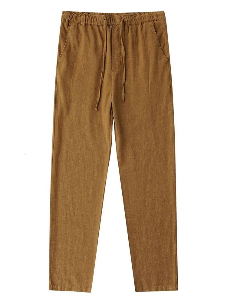 Casual Cotton Linen Chino Pants Men Wide Leg Lightweight Baggy Cotton Sweatpants Male Sport Jogger Straight Work Trousers 260311