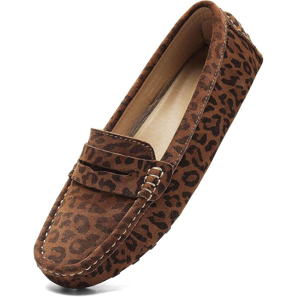 Women S Suede Leather Casual Penny Loafers Retro Ladies Moccasins Driving Mocs Comfort Slip On Fashion Boat Shoes Classic Flats