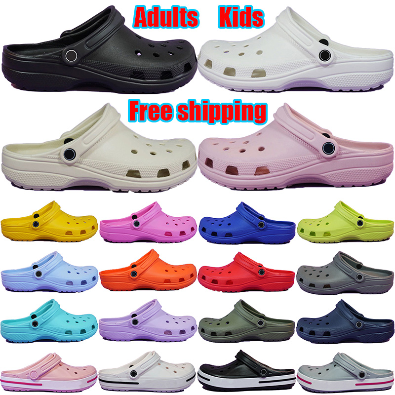 Free shipping slides designer sandals men women adults kids famous slippers durable clogs summer outdoor beach sandal shoes black white pink
