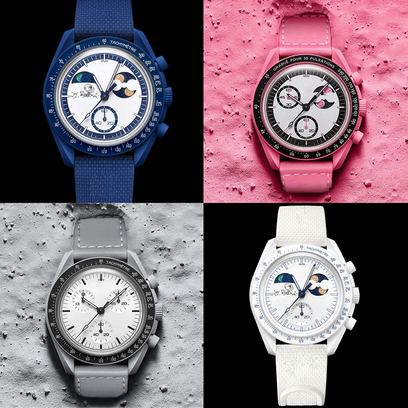 Bioceramic Planet Moon Mens Watches High Quality Full Function Quarz Chronograph Watch Movement Watches Water Proof Luminous Chronograph Wristwatches