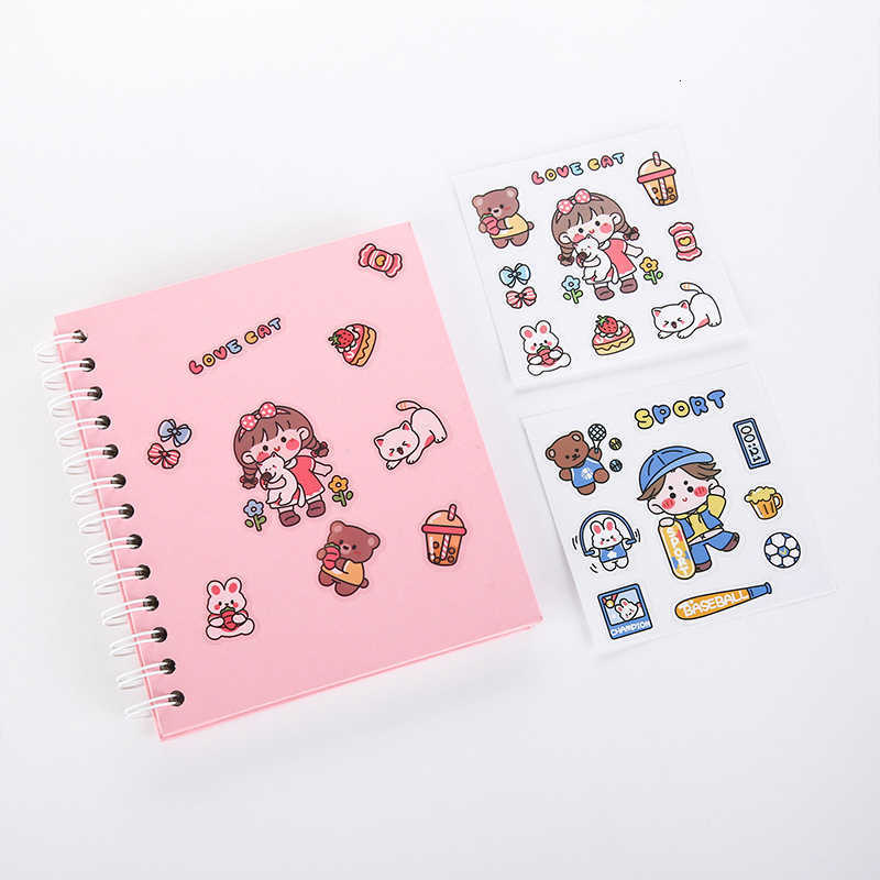 Macaron color DIY photo album self-adhesive photo album journal postcard baby growth photo collection commemorative album S260209