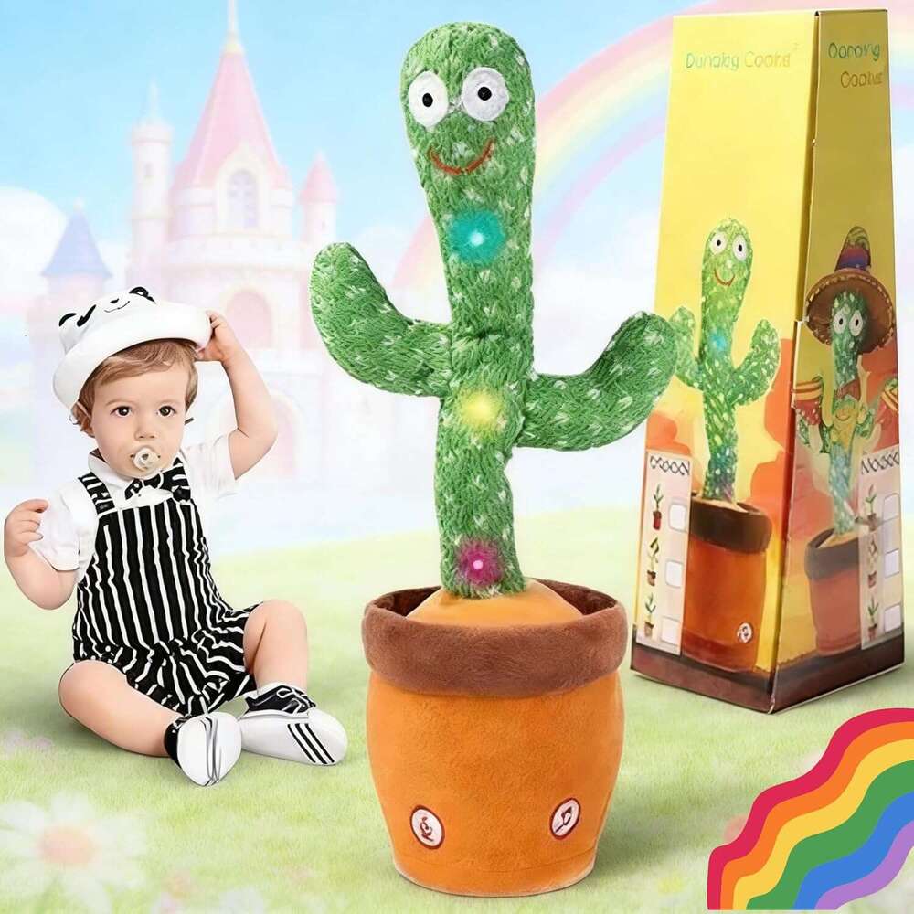 LLUKEME Talking Babies 6+ Months Toddlers - Dancing Singing Repeating Cactus Toy with 10 Songs & Lights, Interactive Plush Gift Age 1 2 3 4 5 6, Easte