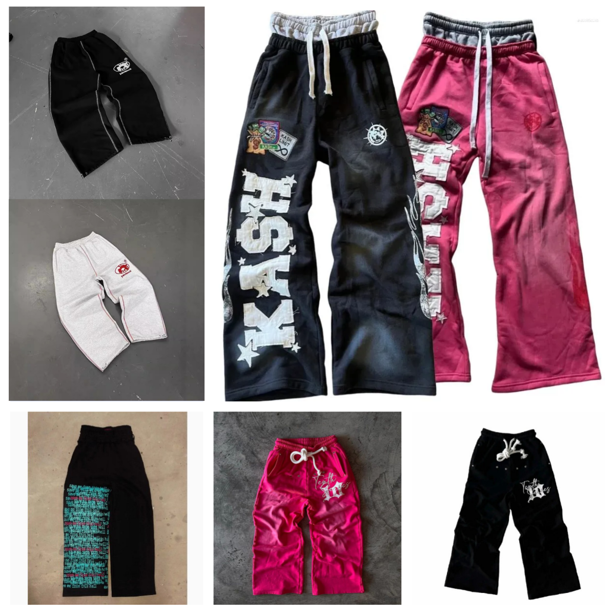 Men's Pants Double Waisted Y2K Casual Sports Pants Retro American Letter Print Hip-hop Gothic Elastic Waist Jogging