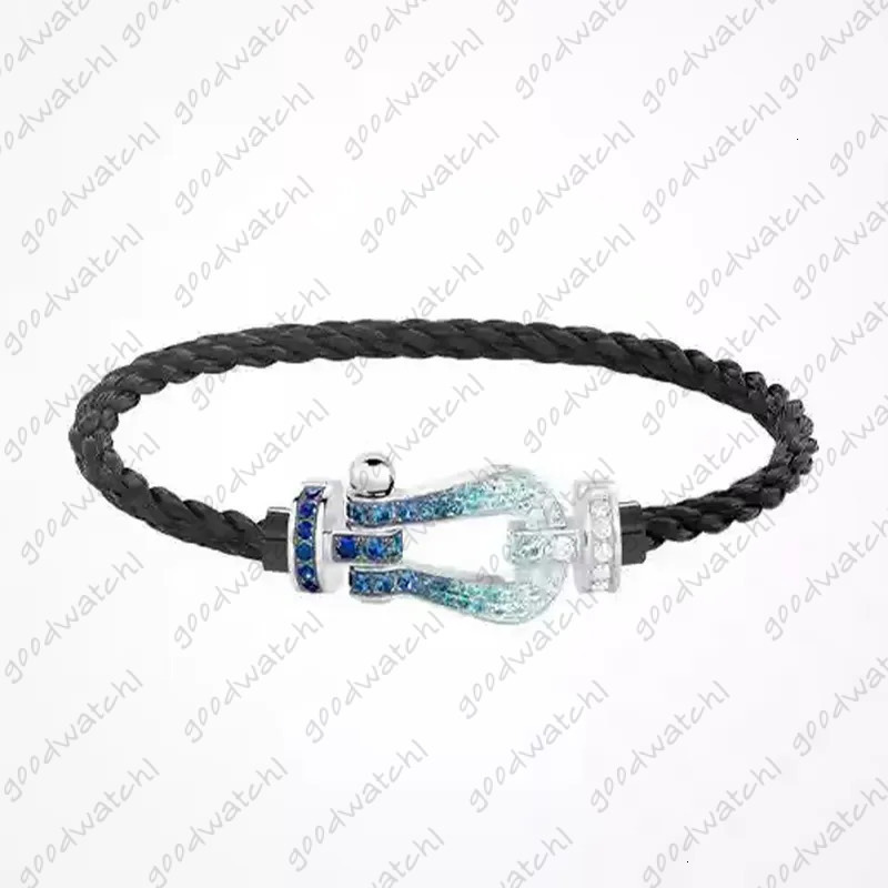 2025 Fashion Charm Bracelet Fredd Luxury Crystal Gradient Blue Horseshoe Buckle Medium Size Rope Bracelet High Quality Nylon Rope Bracelet Designer 115