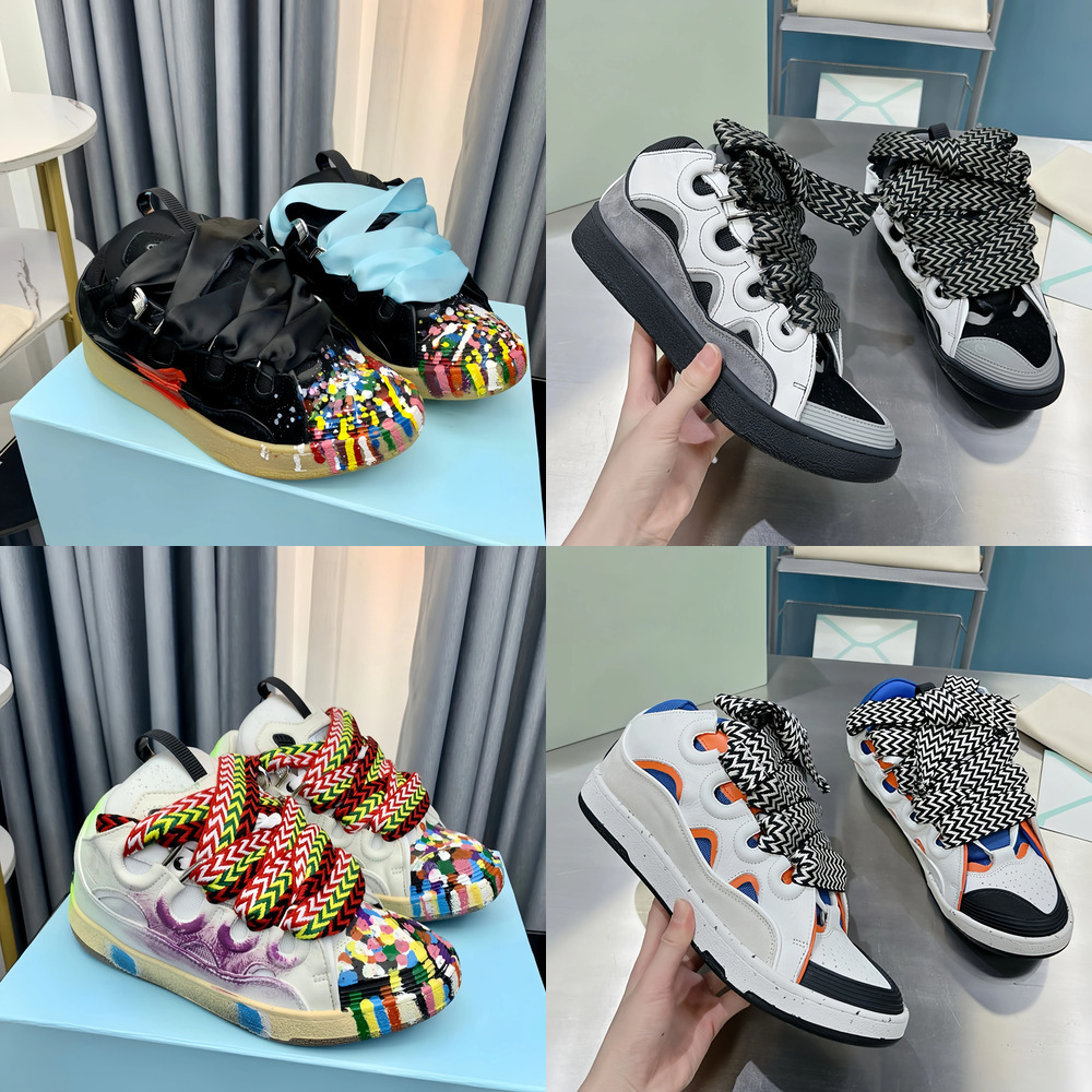 5A Top qualtiy curb all thick tongues designer shoes men women Lace-up sneakers classic plate-forme platform outdoor sports trainers style color variety AAAAA