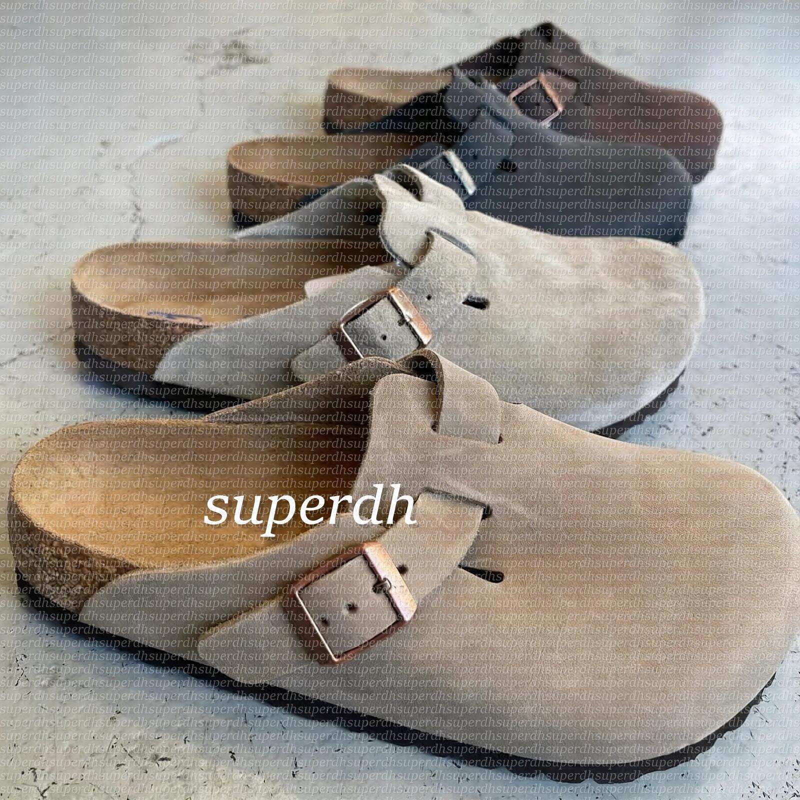 Designer Clogs Sandals Clog Slippers Cork Flat High Quality Fashion Summer Genuine Leather Slide Favourite Beach Casual Shoes Women Men Size 35-46