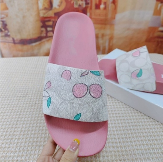 Designer Mens Womens coac Slides Sandals Flats Slippers Summer Beach Sandal Floral Print Flip Flops Brown Non-slip Sliders Comfortable Shoes 36-46