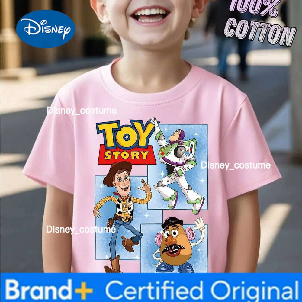Disney 2026 Best Seller Toy Story Kids T-Shirt 100% Cotton Vibrant Cartoon Print Woody Buzz Classic Characters Short Sleeve OK H260210