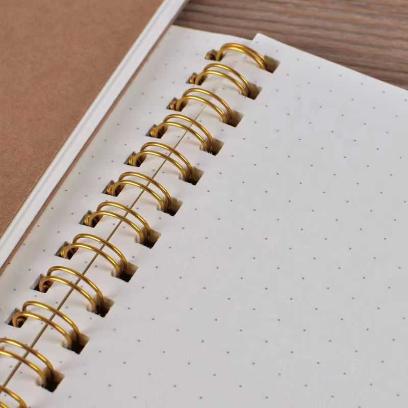 A5 Kraft Paper Notebook Blank Printed Double-Coil Notebook Simple Side-Flip Notebook for Students S260209
