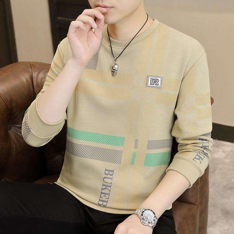 Men's T-Shirt Autumn Classic Fashion Personality Patchwork Sweatshirt Trendy Casual Men's Printed Loose Comfortable Crew Neck