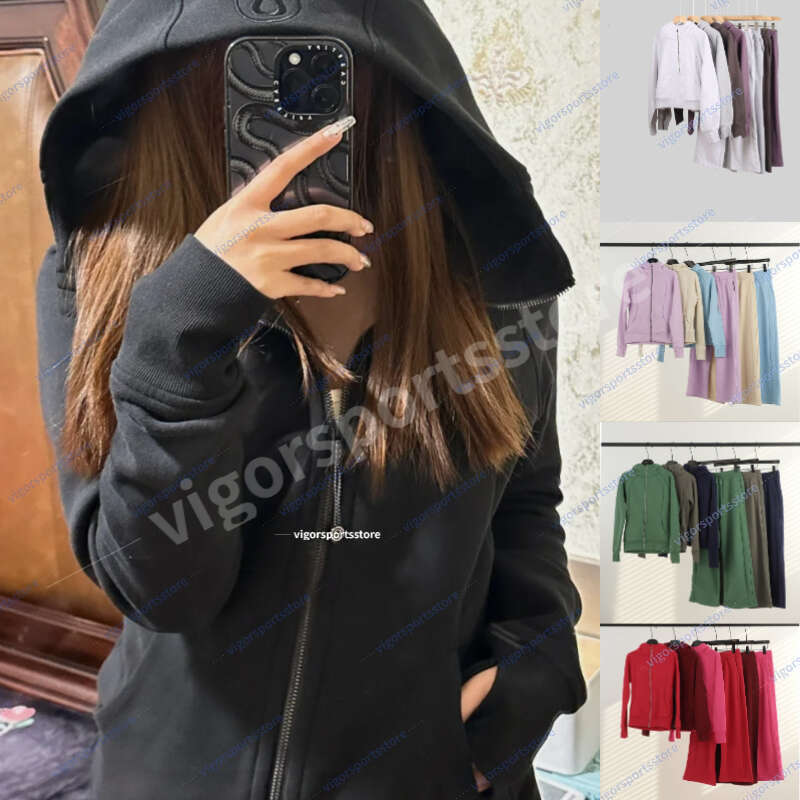 Yoga scuba Hot Top Women Clothes Yoga Luluity Lemonal Jackets Define Set Scuba Hoodie Jackets Leggings Luluity Lemonal Sweatshirt Pants Sport Coat Sets Men Athleti