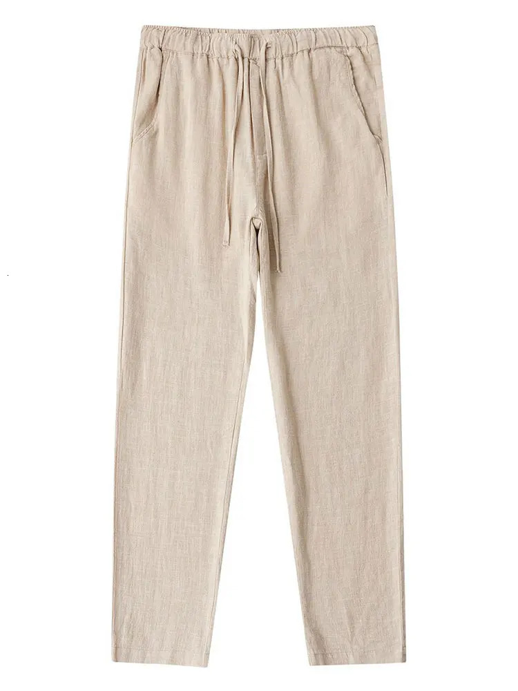 Casual Cotton Linen Chino Pants Men Wide Leg Lightweight Baggy Cotton Sweatpants Male Sport Jogger Straight Work Trousers 260311