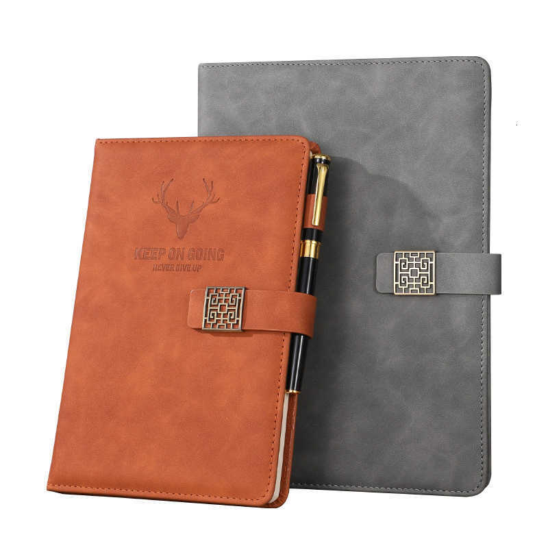 Buckle Notebook A5 Thick Notebook High-Value Skin-Feel Leather Journal Notebook Stationery Gift Box Set S260209