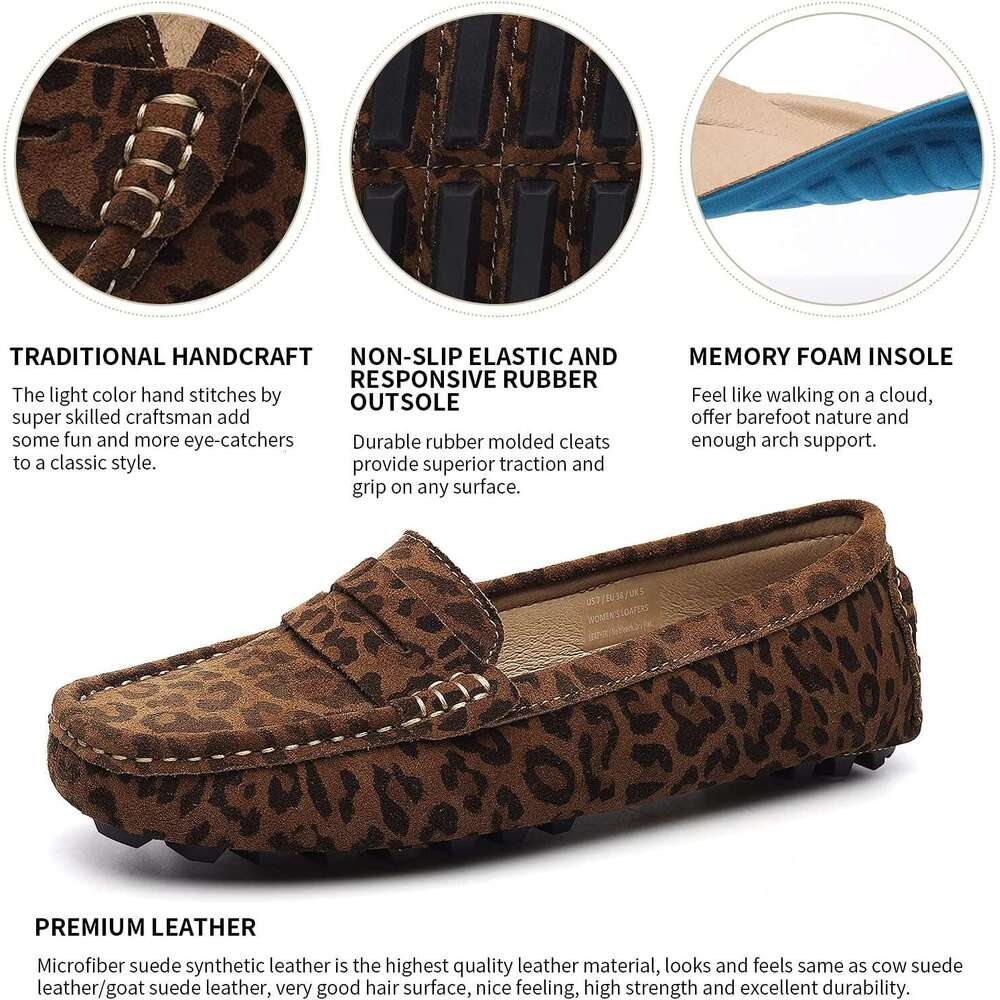 Women S Suede Leather Casual Penny Loafers Retro Ladies Moccasins Driving Mocs Comfort Slip On Fashion Boat Shoes Classic Flats