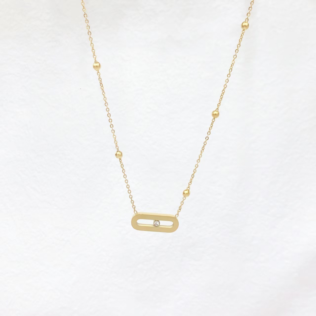 Free Shipping Stainless steel Double Pendant necklace for Women Luxury gold Clavicle chain Jewelry gift