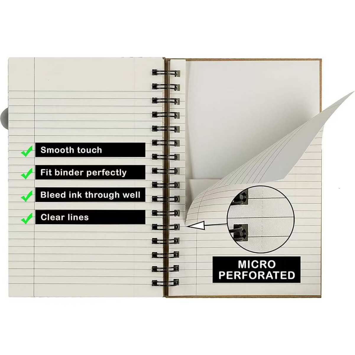 Hardcover A4/A5 Kraft Paper Spiral Notebook Detachable Simple Pocket Notebook Student Loose-Leaf Notepad S260209
