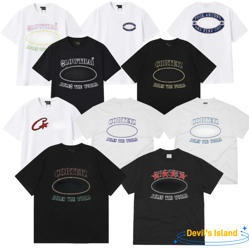 Designer T Men Corteizitys Shirt Women Corte Izline top Fashion T shirt Solid Washed And Distressed Tees Devil's Island Shirts Designer Polo Shirt Sportwear