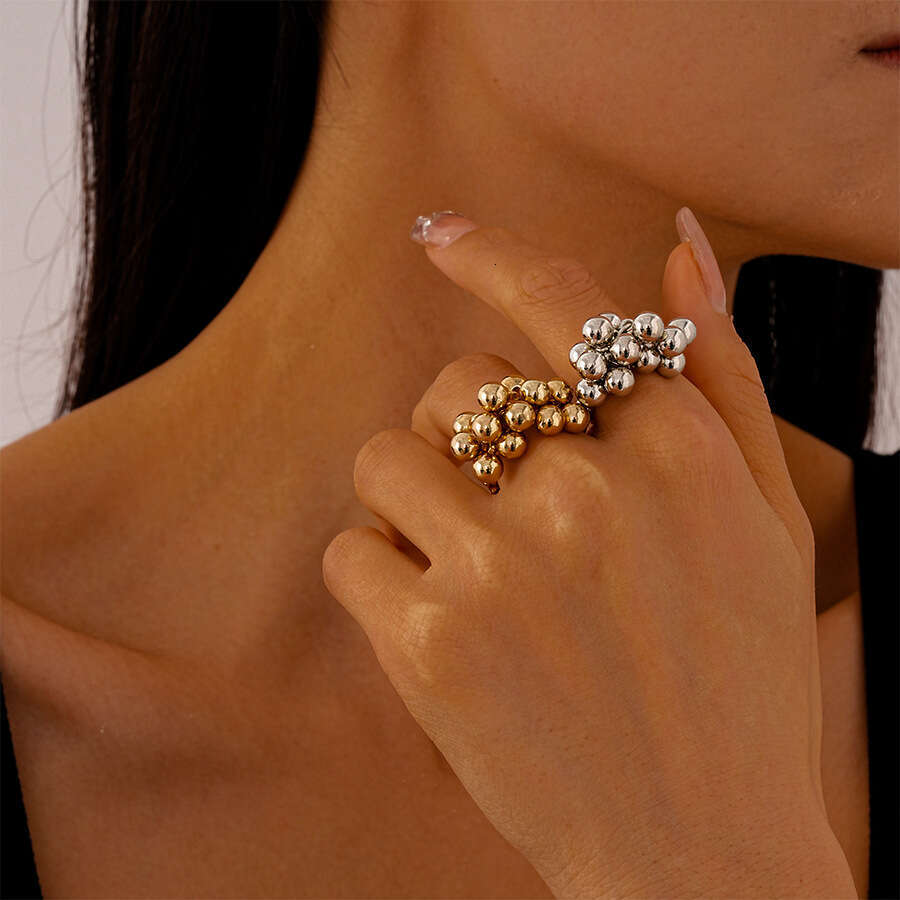 Irregular Spherical Ring Fringe Open Design Niche Ring for Index Finger Luxury Handcrafted Jewelry