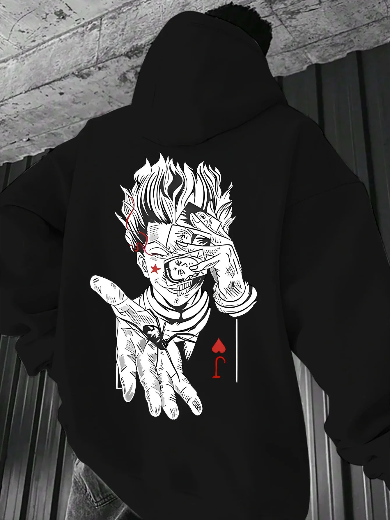 Mens Hunter x anime hoodie with Joker printed on the back Gothic street style autumn and winter pullover sweatshirt 260129