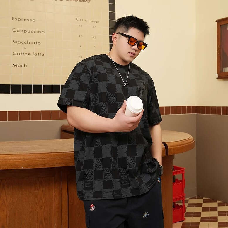 Men's Plus Size T-shirt Summer Checkered Short Sleeve Trendy Loose Fit Casual Shirt Loose Fit For All Body Types Daily Outfit Home Casual