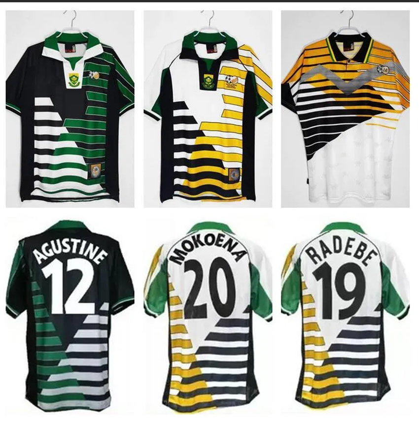 1994 South Africa Retro Soccer Jersey MOKOENA AGUSTINE RADEBE PARKER 1998 Home Away Classic Vintage South Football Shirt Short Adult Uniforms