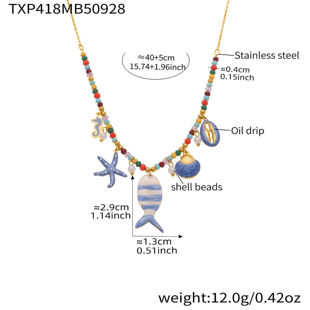 Stainless Steel DIY Multi-accessory Clownfish Oil Drop Pendant Necklace Bracelet Anklet Set 18K Gold Plated