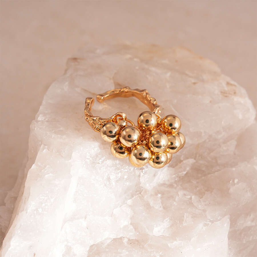 Irregular Spherical Ring Fringe Open Design Niche Ring for Index Finger Luxury Handcrafted Jewelry