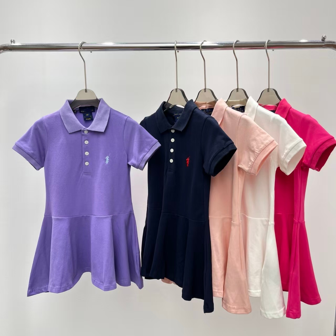 Girls pink Dress girl polo shirt kids designer clothes short Sleeved top Girl Jumpsuit Princess Dress toddler clothe Baby clothes Suitable