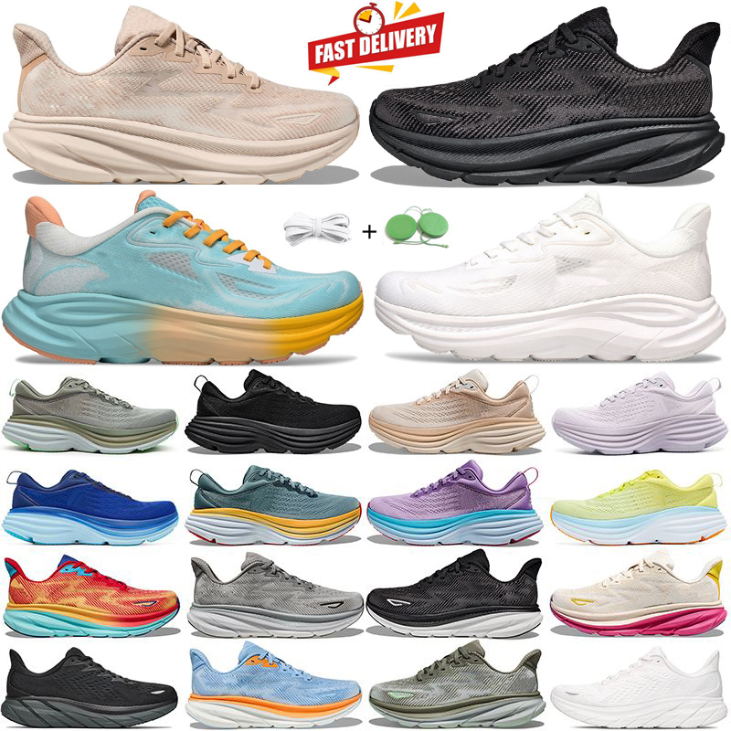 Running Shoes Men Women Clifton 10 9 Bondi 8 Runner Sneaker Triple Black White Eggnog Cyclamen Vibrant Orange Blue Pink Grey Fruit Cream Man Trainers Sports Sneakers