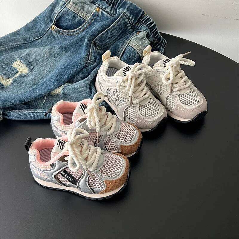 2025 Summer Boys Girls Breathable Hollow Orbit Metallic Sneaker Toddler Kid Casual Fashion Shoe Child Tenis Sports Walking Shoes 26H0210