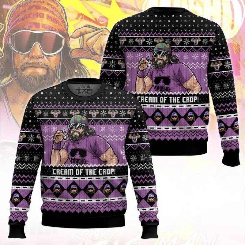 Bestseller Macho Man The Cream of the Crop Pro Wrestling Ugly Sweater for Men Holiday Party Xmas Pullover Family Christmas Gift ddmytues