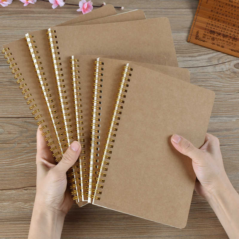 A5 kraft paper cover notebook dot matrix grid coil book office Notepad student exercise book S260209