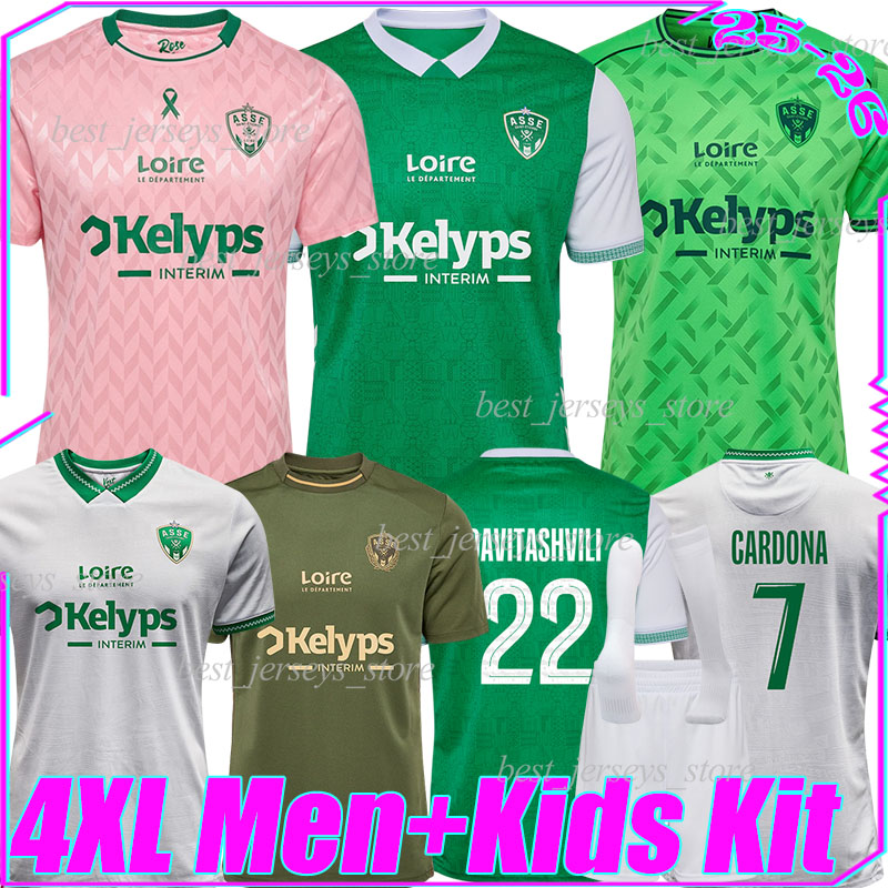4XL 25/2026 ASSE DAVITASHVILI 4th Soccer Jerseys AS Saint Etienne Pink October CARDONA BOAKYE JOSHUA STASSIN TARDIEU NADE JABER men kids kits socks set football shirt