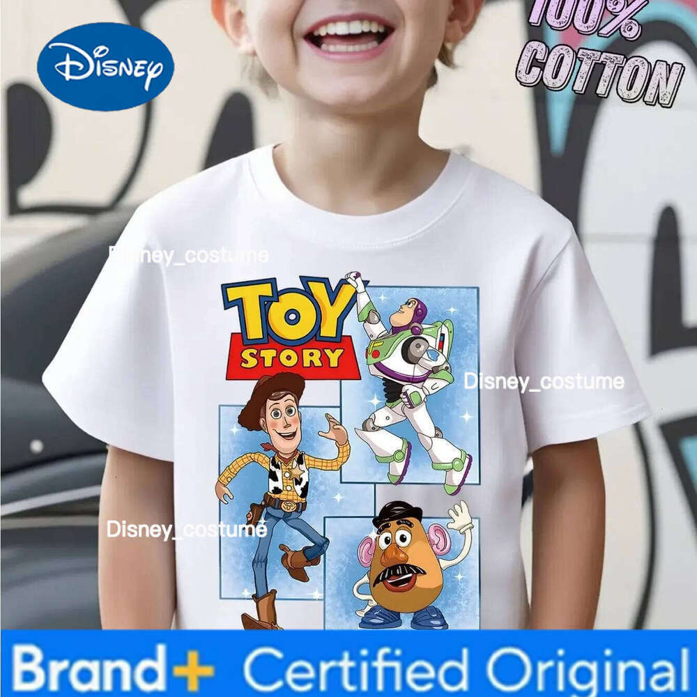 Disney 2026 Best Seller Toy Story Kids T-Shirt 100% Cotton Vibrant Cartoon Print Woody Buzz Classic Characters Short Sleeve OK H260210