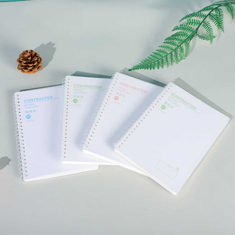 Thickened transparent PP frosted soft coil notebook blank English lined simple grid exercise book S260209