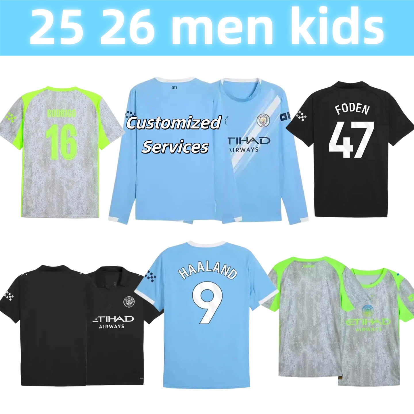 2025 2026 football shirts fans player Soccer Jerseys HAALAND FODEN 25 26 27 Home Away Third RODRIGO GVARDIOL DOKU MARMOUSH SEMENYO Man City Football Shirt Men Kids