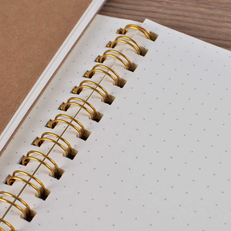 A5 kraft paper cover notebook dot matrix grid coil book office Notepad student exercise book S260209