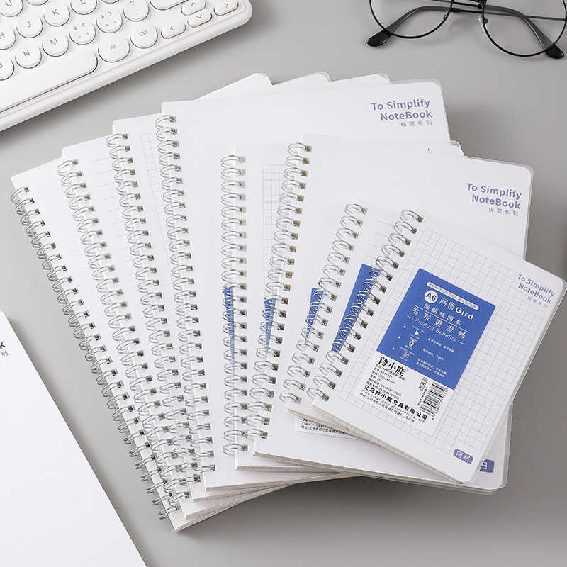 Coil-bound A5 simple transparent lined grid blank notebook B5 for students thickened side-flip PP notebook S260209