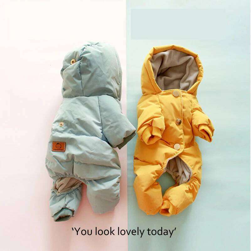 Famous brand Geniune White Duck Waterproof Down Jacket Winter Jumpsuit Yellow Clothes For Dogs Pet Dog Products pupakaIK