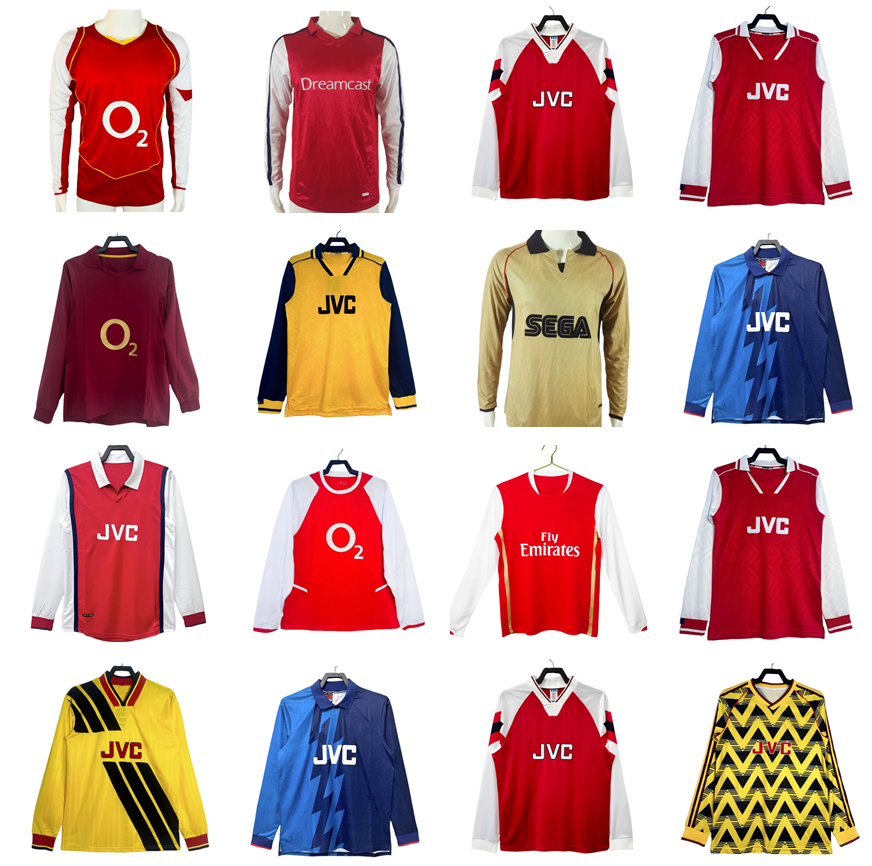 long sleeves 2002 2004 2005 2006 Arsenally soccer jerseys 91 93 94 95 96 97 98 00 02 04 05 06 07 ADAMS BERGKAMP V. Persie PIRES HIGHBURY Fabregas HENRY WRIGHT FOOTBALL SHIRT