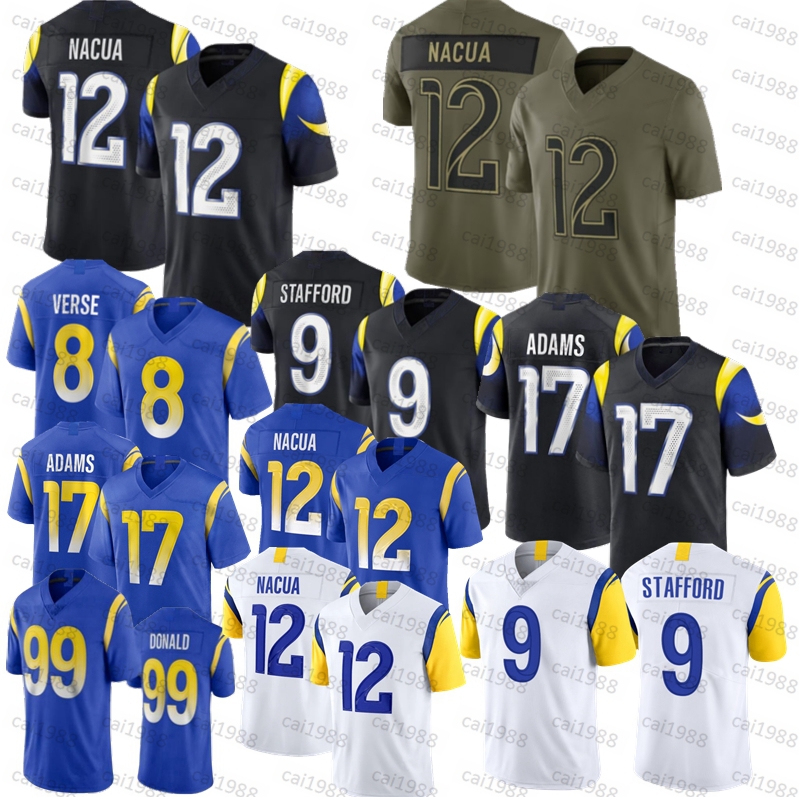 Puka Nacua Davante Adams Football Jersey Jared Verse Aaron Donald Matthew Stafford Blake Corum Kyren Williams Warner Eric Dickerson