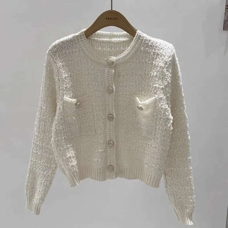 Women's Knitted Korean Edition 2026 Autumn/Winter Round Neck Cardigan Single breasted Long Sleeve Thick Sweater for Women