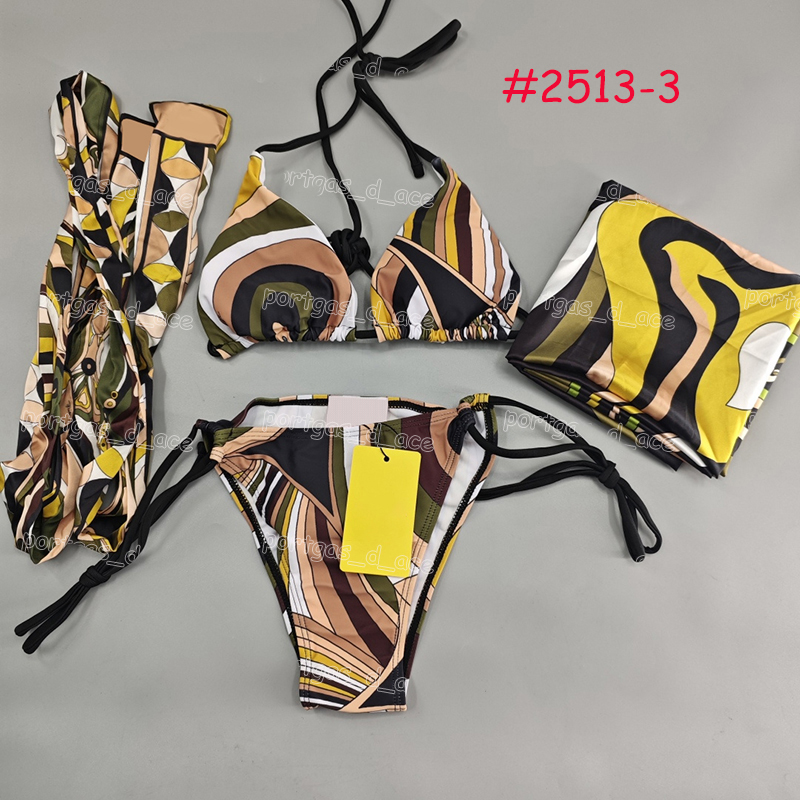 Designer Colorblock Beach Bras Briefs Bikini Swimwear Cover Up Dress Women One Piece Beach Holiday Bathing Suit Headband Luxury Brand Pink Swimsuits Scarf Sarong