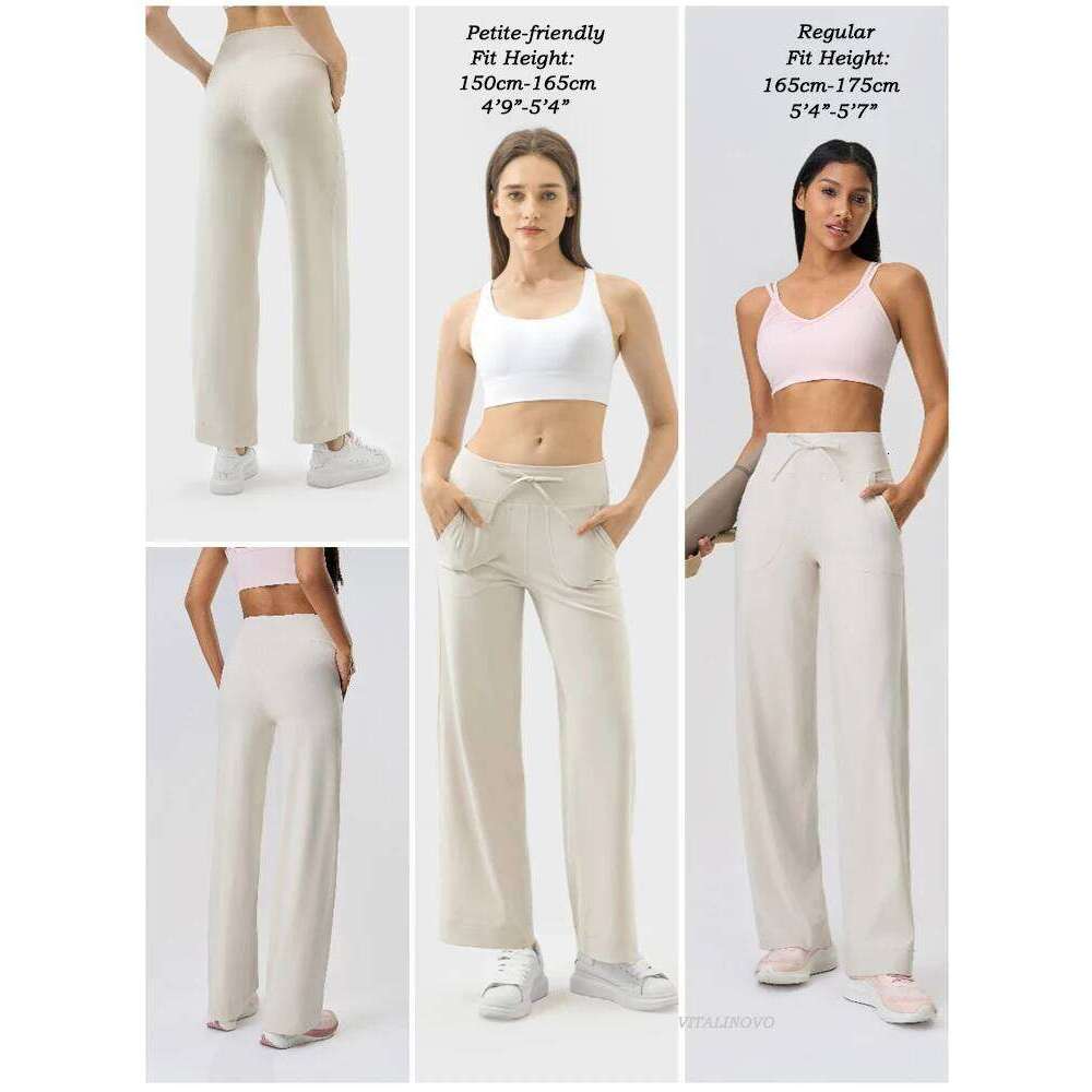 Yoga Women Wide Leg with Pockets High Waist Stretch Work Dress Pants Buttery Soft Casual Lounge Sweatpants Comfy 26Y0211