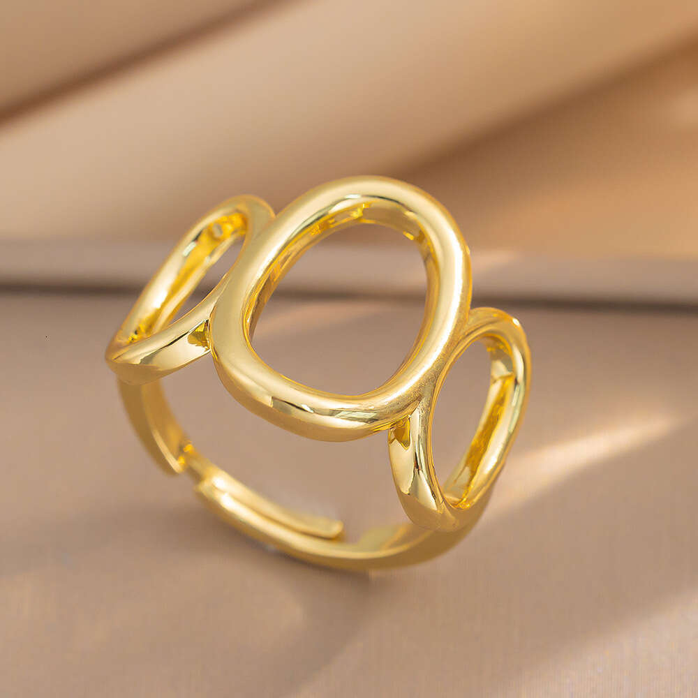 Fashion Minimalist Temperament Geometric Hollow Open Hand Jewelry Ring